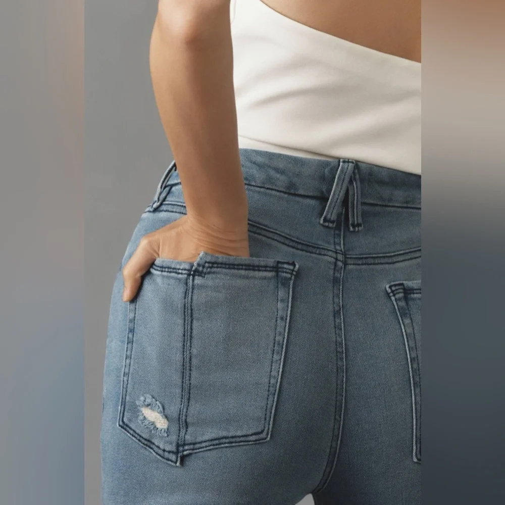 NWOT Good American x Anthropologie  Good Straight‎ High-Rise split pocket Jeans